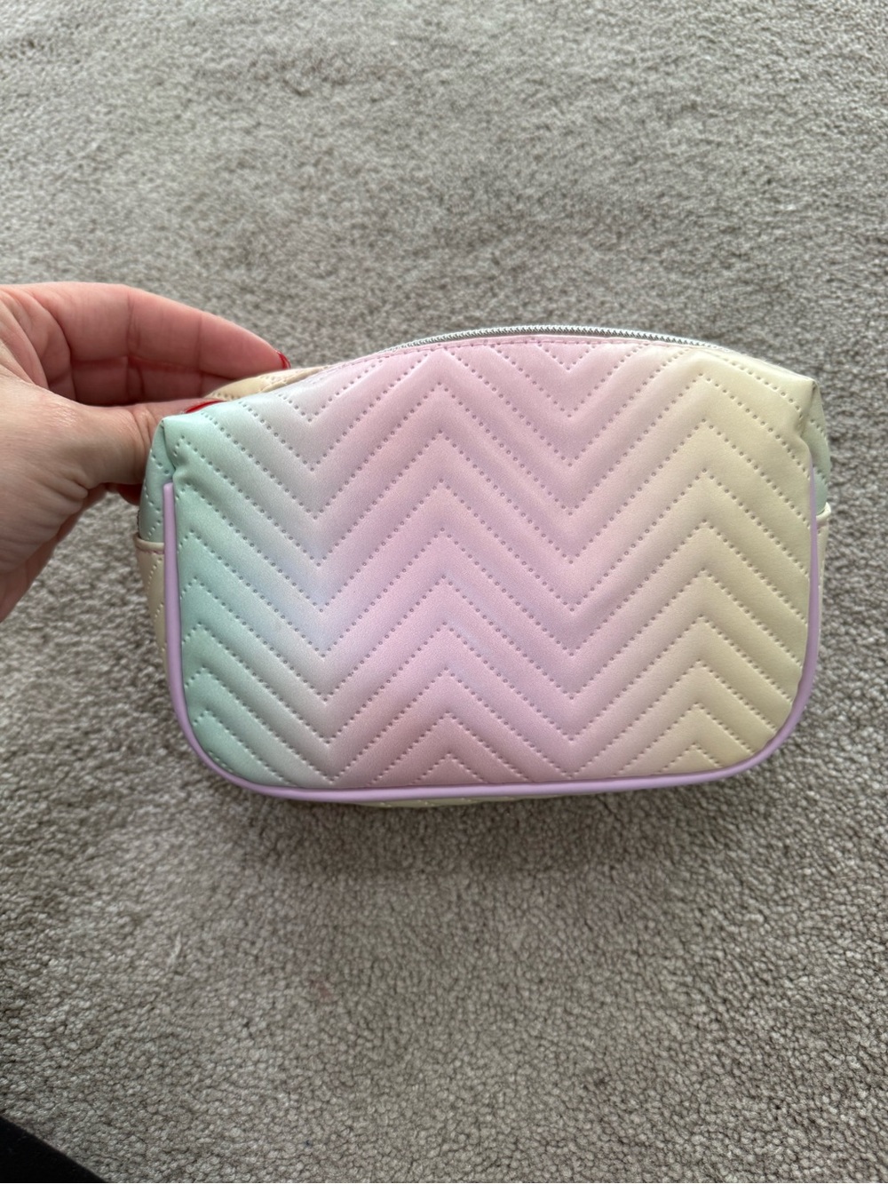 Pastel Gradient Quilted Crossbody Bag - Pink
